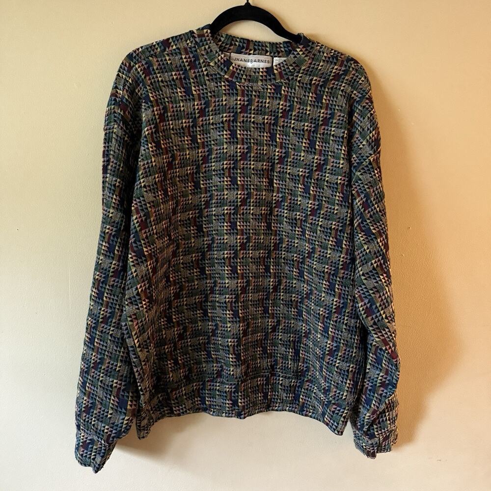 Vintage 90s Jhane Barnes Sweater Large 3D Wool Knit Japan Fabric Mathcore Coogi
